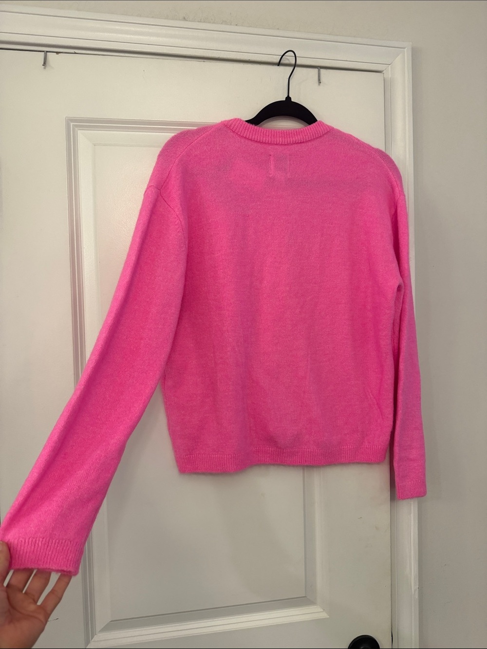 JoyLab Hot Pink Button-Front Crewneck Cardigan - Picture 3 of 3
